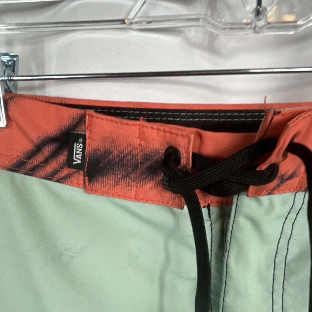 VANS Men's Board Shorts Drawstring Swim‎ Trunks Orange/Green/Black Size 36 Waist